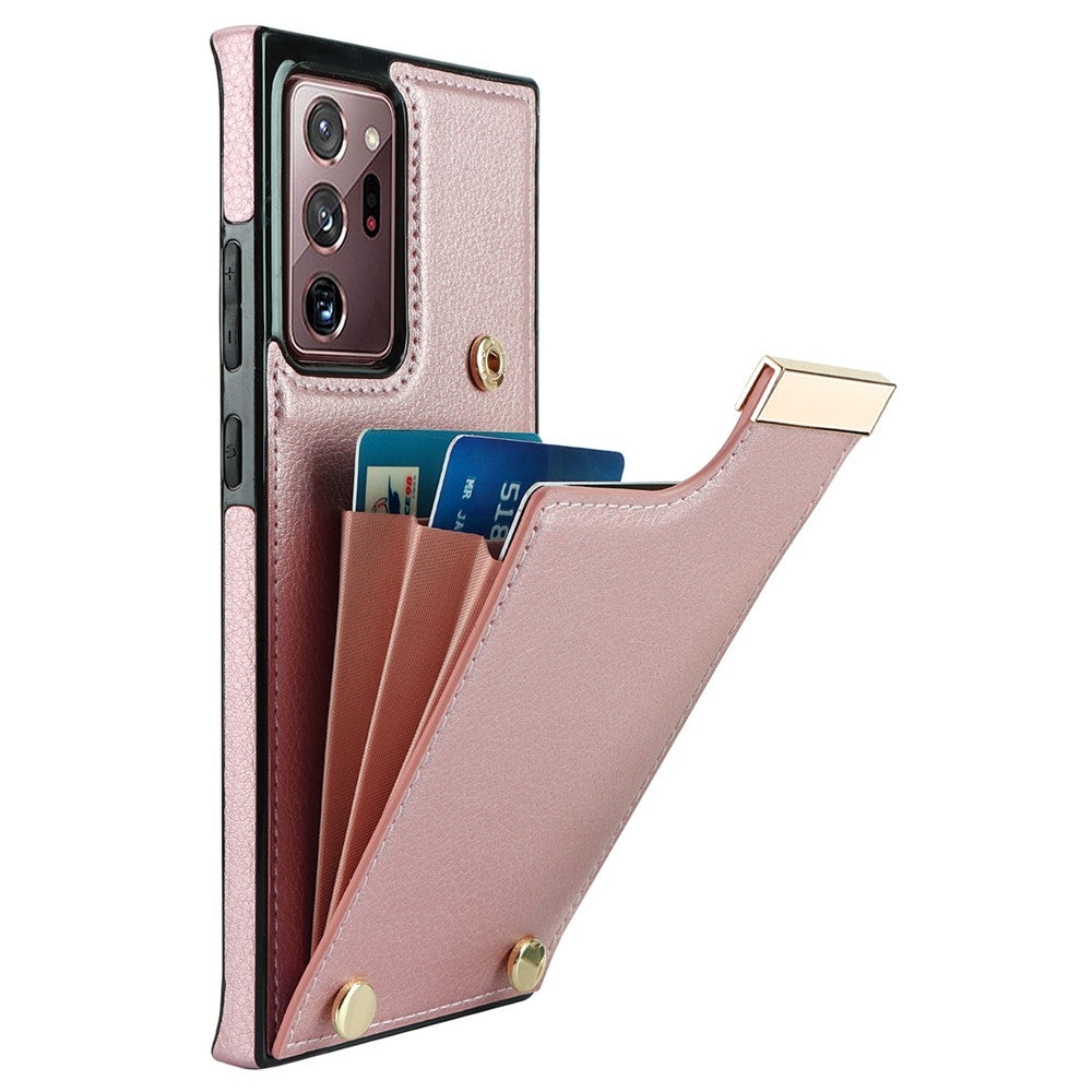 For Samsung Galaxy Note20 Ultra 5G / Note20 Ultra Case Metal Decor Phone Cover with Card Bag