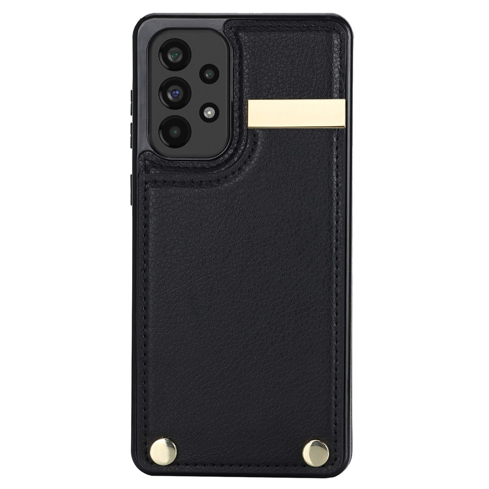 For Samsung Galaxy A73 5G Cover Hardware Decor Card Bag Shockproof TPU+Leather Cell Phone Case