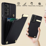 For Samsung Galaxy A73 5G Cover Hardware Decor Card Bag Shockproof TPU+Leather Cell Phone Case