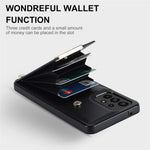 For Samsung Galaxy A73 5G Cover Hardware Decor Card Bag Shockproof TPU+Leather Cell Phone Case