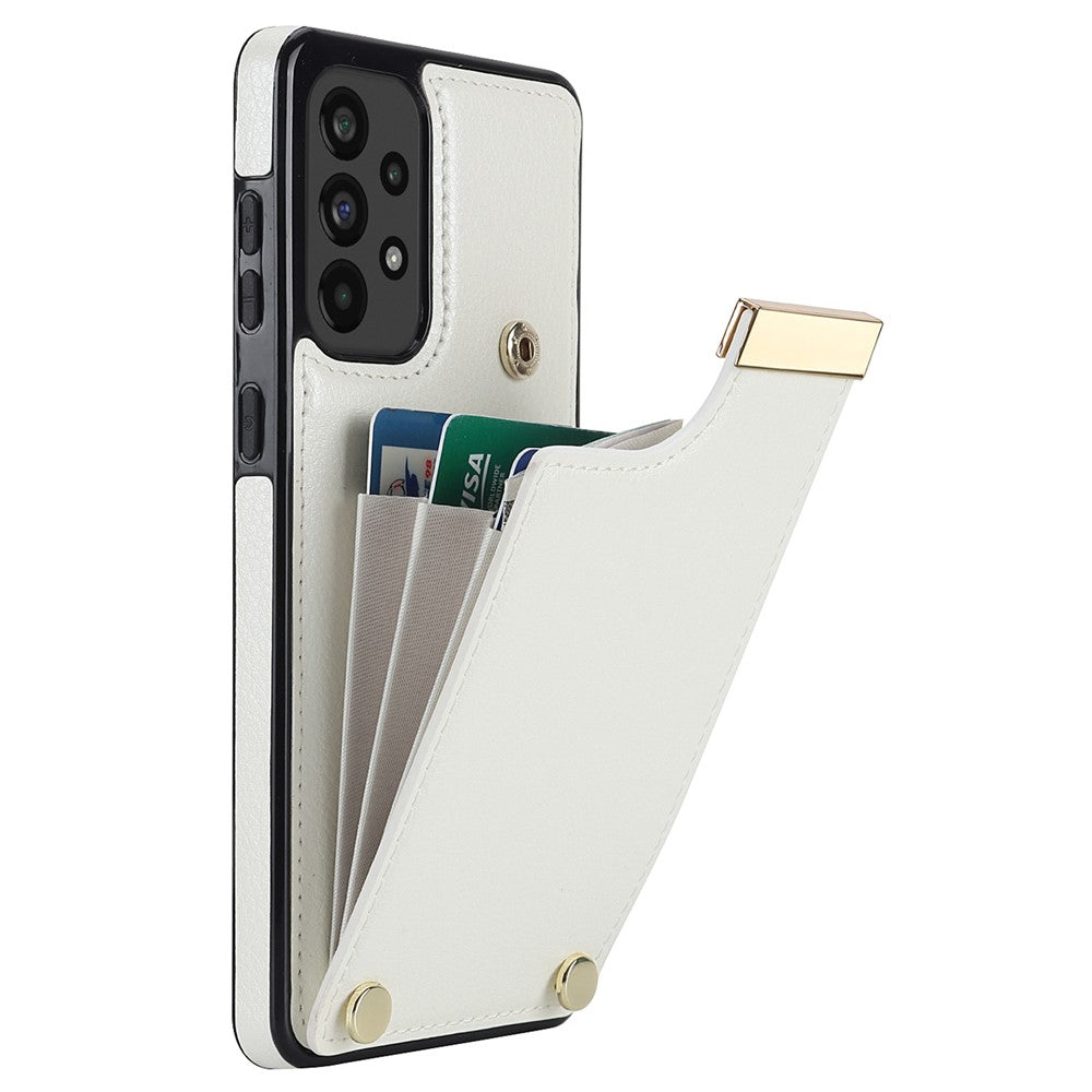 For Samsung Galaxy A73 5G Cover Hardware Decor Card Bag Shockproof TPU+Leather Cell Phone Case