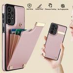 For Samsung Galaxy A53 5G Cover Stylish Metal Decor TPU+Leather Card Holder Cell Phone Case
