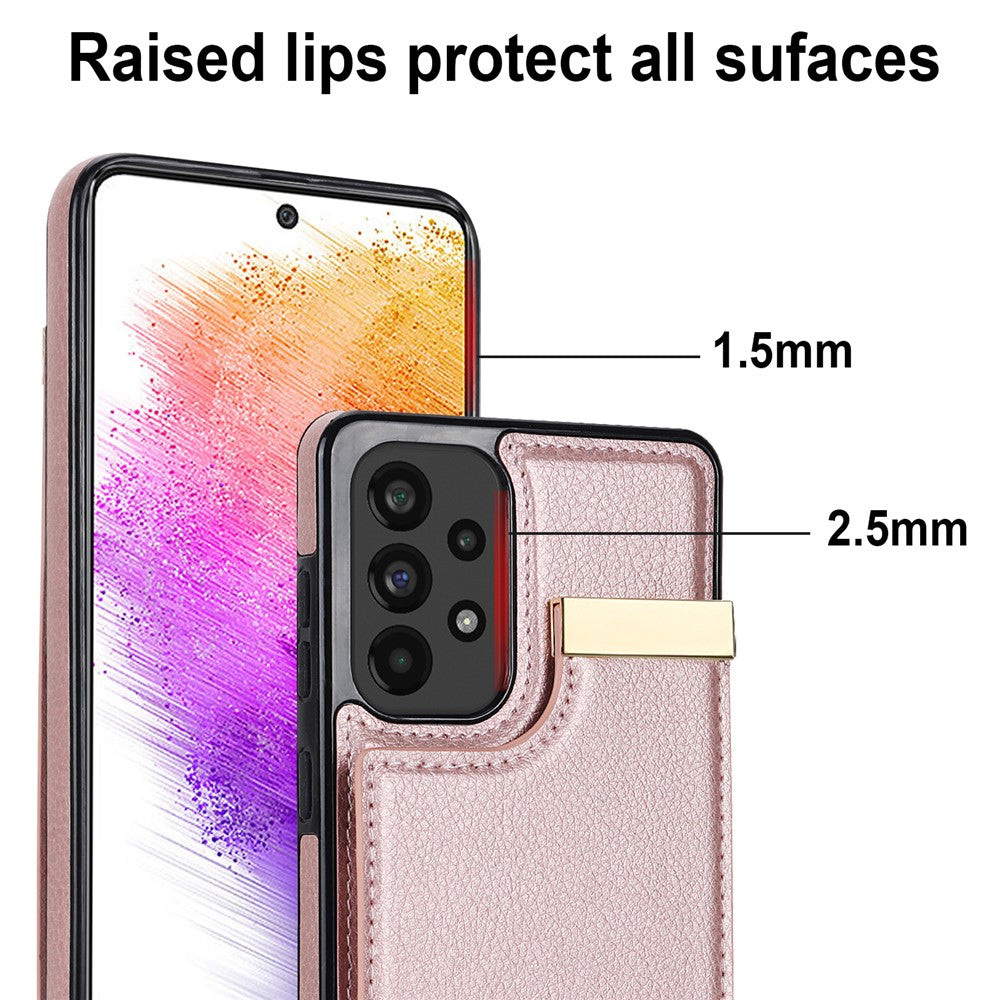 For Samsung Galaxy A53 5G Cover Stylish Metal Decor TPU+Leather Card Holder Cell Phone Case