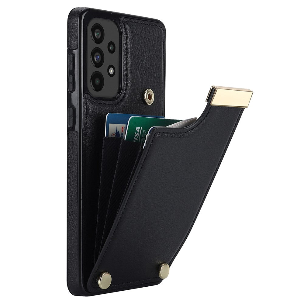 For Samsung Galaxy A53 5G Cover Stylish Metal Decor TPU+Leather Card Holder Cell Phone Case