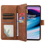 Läderfodral till OnePlus 11 5G Shell Rhombus Imprint Blixtlåsficka mobilfodral med Handrem