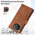 Läderfodral till OnePlus 11 5G Shell Rhombus Imprint Blixtlåsficka mobilfodral med Handrem