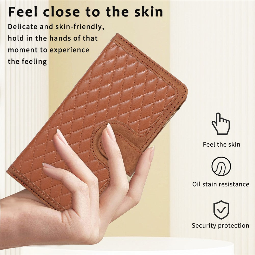 Läderfodral till OnePlus 11 5G Shell Rhombus Imprint Blixtlåsficka mobilfodral med Handrem