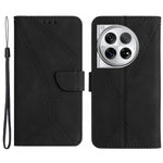 HT05 For OnePlus 12 5G PU Leather Case Line Imprinted Protective Phone Cover