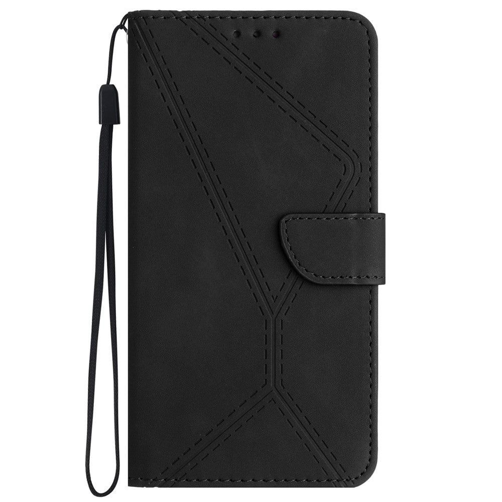 HT05 For OnePlus 12 5G PU Leather Case Line Imprinted Protective Phone Cover