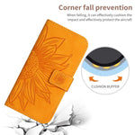 HT04 For Samsung Galaxy A55 5G Leather Case Sunflower Wallet Cover with Shoulder Strap