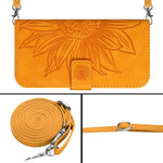 HT04 For Samsung Galaxy A55 5G Leather Case Sunflower Wallet Cover with Shoulder Strap