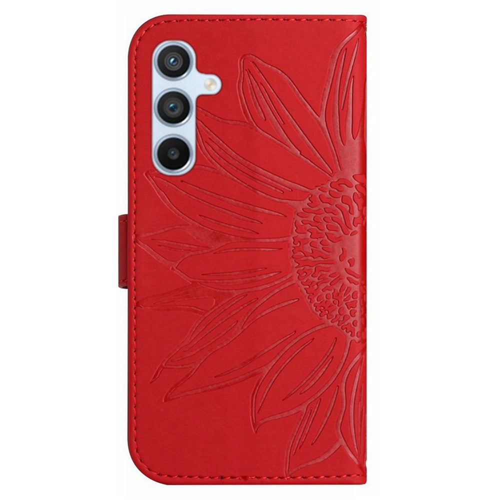 HT04 Til Samsung Galaxy A55 5G Pung-Etui i Solsikke-Læder med Håndledsrem