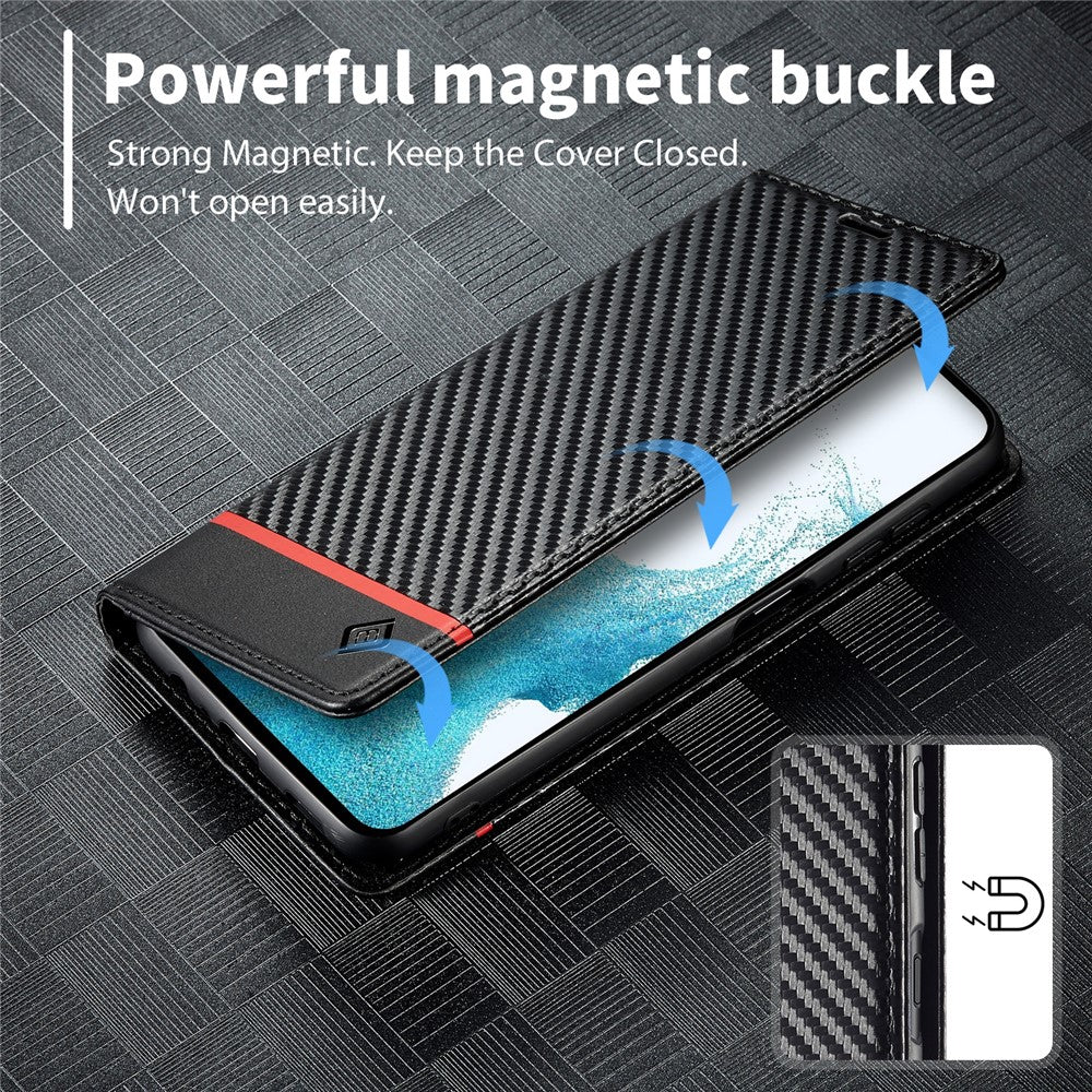 LC.IMEEKE til Samsung Galaxy A55 5G telefoncover flip pung kulfibertekstur