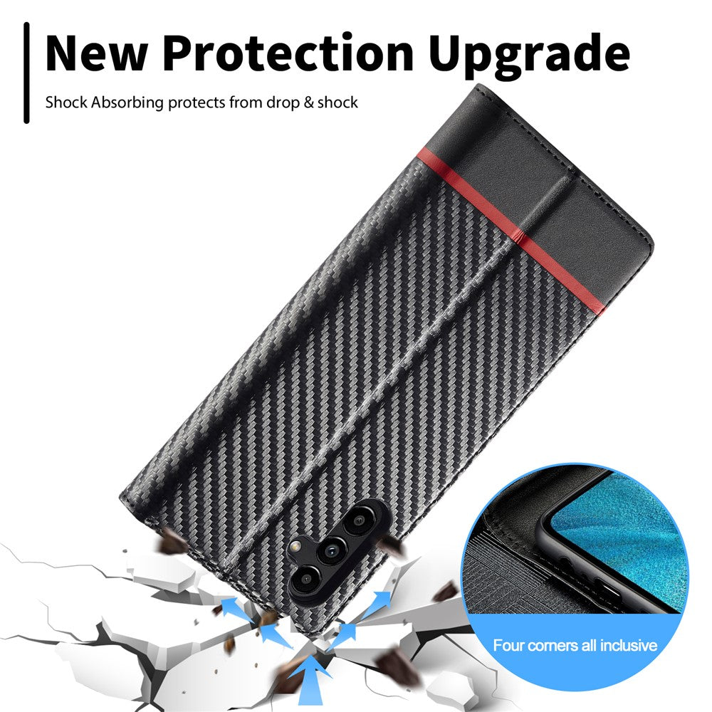 LC.IMEEKE til Samsung Galaxy A55 5G telefoncover flip pung kulfibertekstur