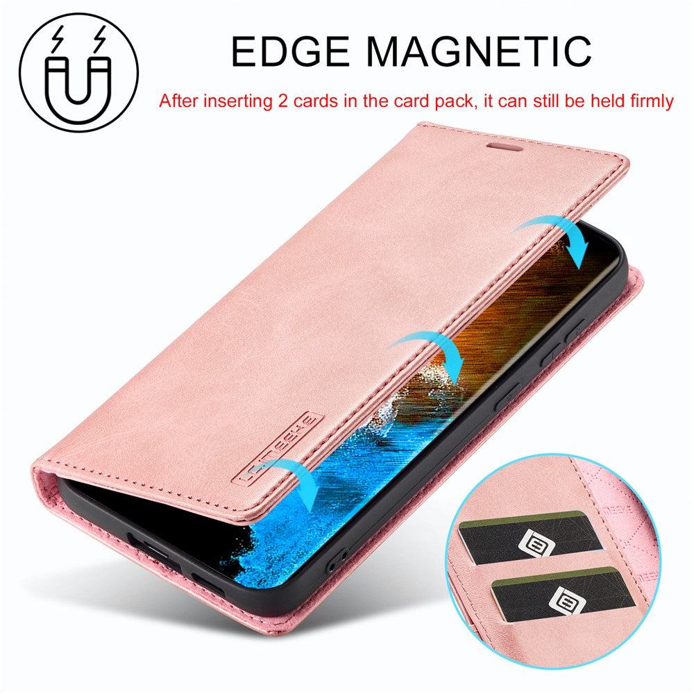 LC.IMEEKE For Samsung Galaxy S24+ Microfiber Leather Case Wallet Phone Cover Viewing Stand