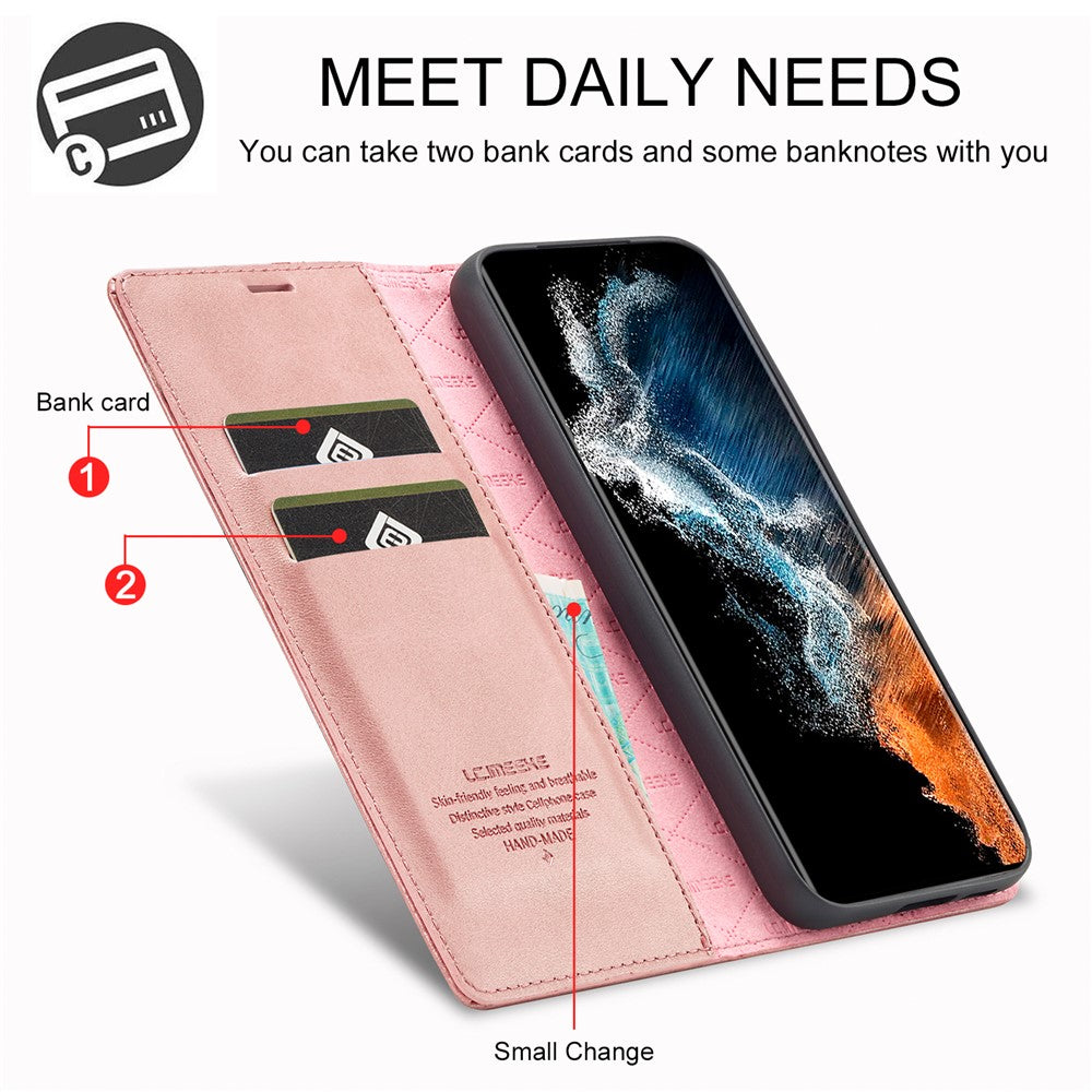 LC.IMEEKE For Samsung Galaxy S24+ Microfiber Leather Case Wallet Phone Cover Viewing Stand