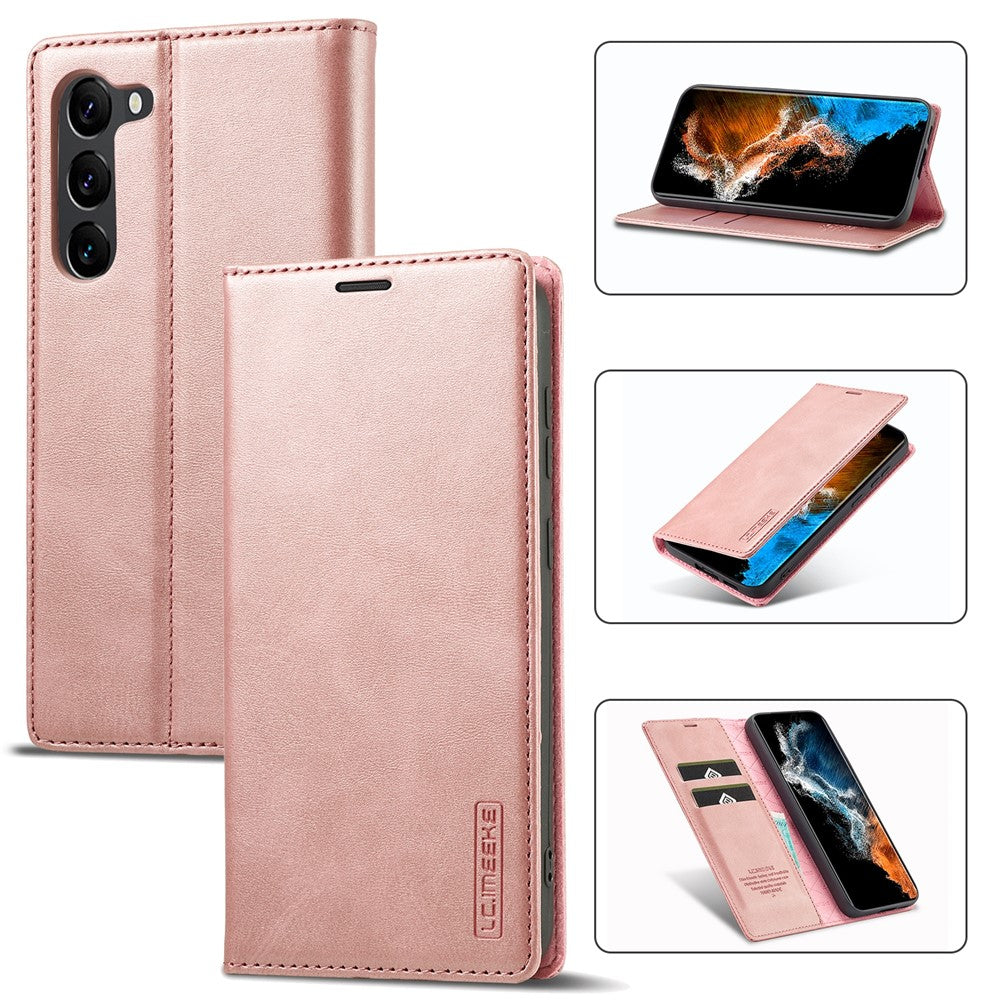 LC.IMEEKE For Samsung Galaxy S24+ Microfiber Leather Case Wallet Phone Cover Viewing Stand