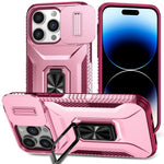Til iPhone 14 Pro mobiltelefoncover, skydelåge til kameralinse, PC+TPU ringstativ, beskyttelsescover