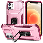 Anti-fald telefoncover til iPhone 12 6,1 tommer / 12 Pro 6,1 tommer skal Rotér støttefod Skydelinselåg