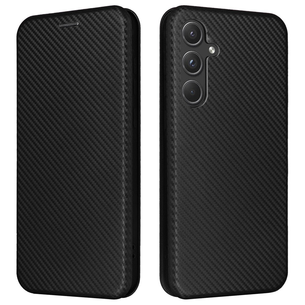 Til Samsung Galaxy A55 5G Telefonlædercover Kortholder Kulfibertekstur