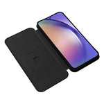 Til Samsung Galaxy A55 5G Telefonlædercover Kortholder Kulfibertekstur