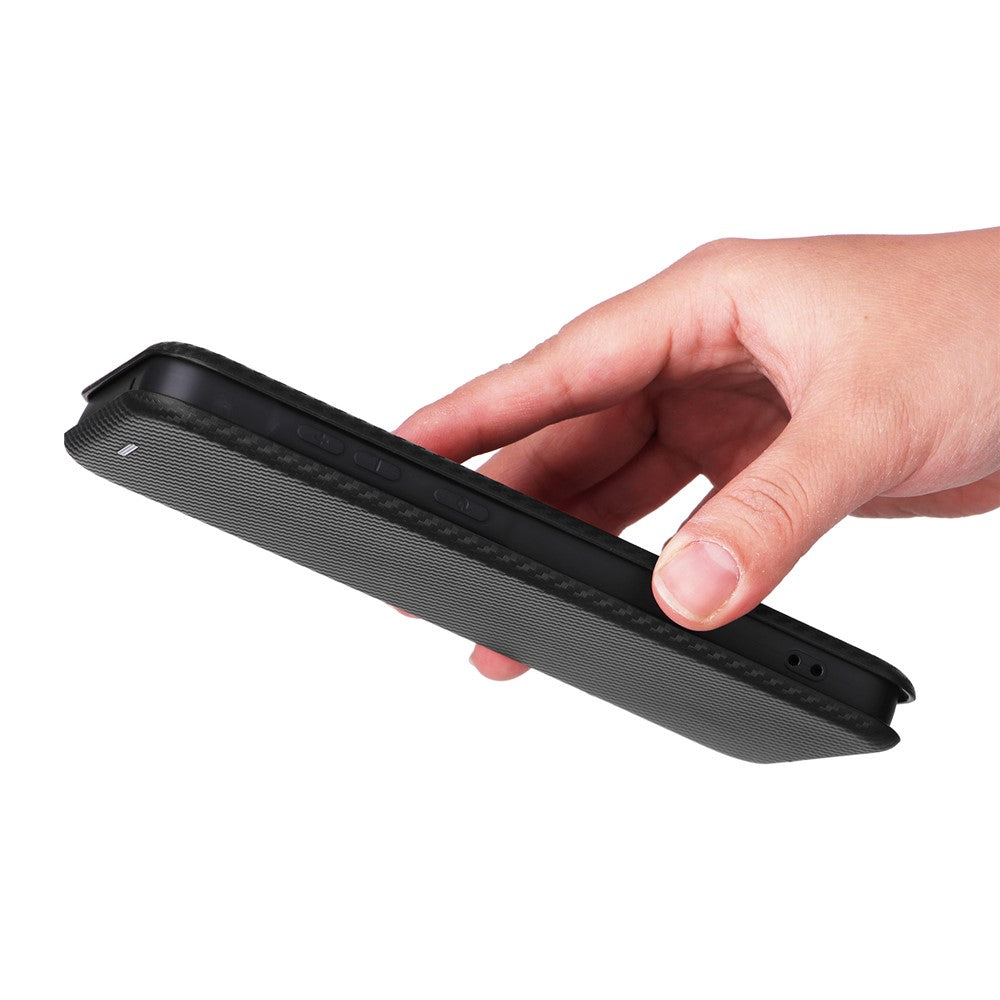 Til Samsung Galaxy A55 5G Telefonlædercover Kortholder Kulfibertekstur