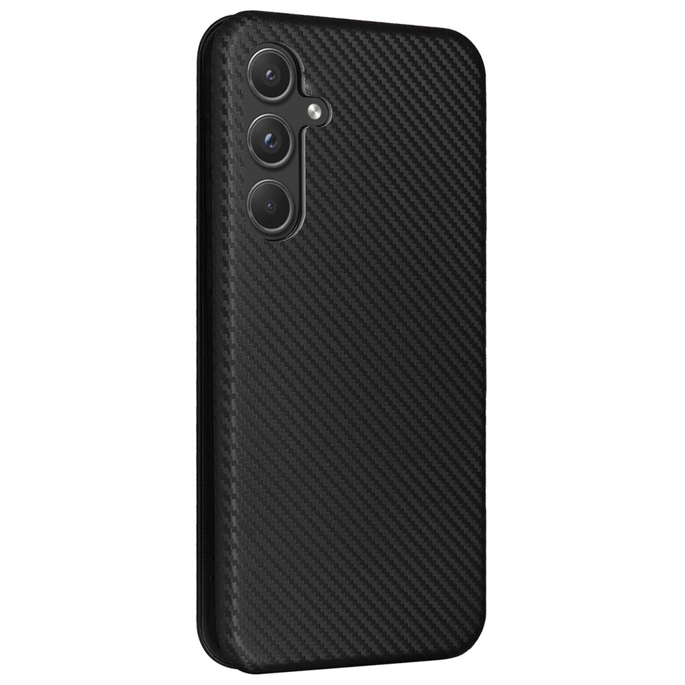 Til Samsung Galaxy A55 5G Telefonlædercover Kortholder Kulfibertekstur