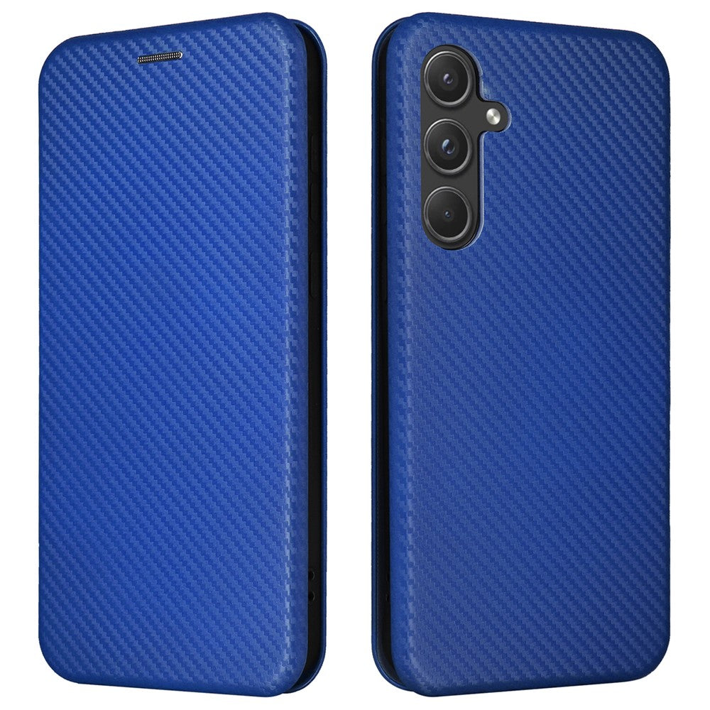 Til Samsung Galaxy A55 5G Telefonlædercover Kortholder Kulfibertekstur