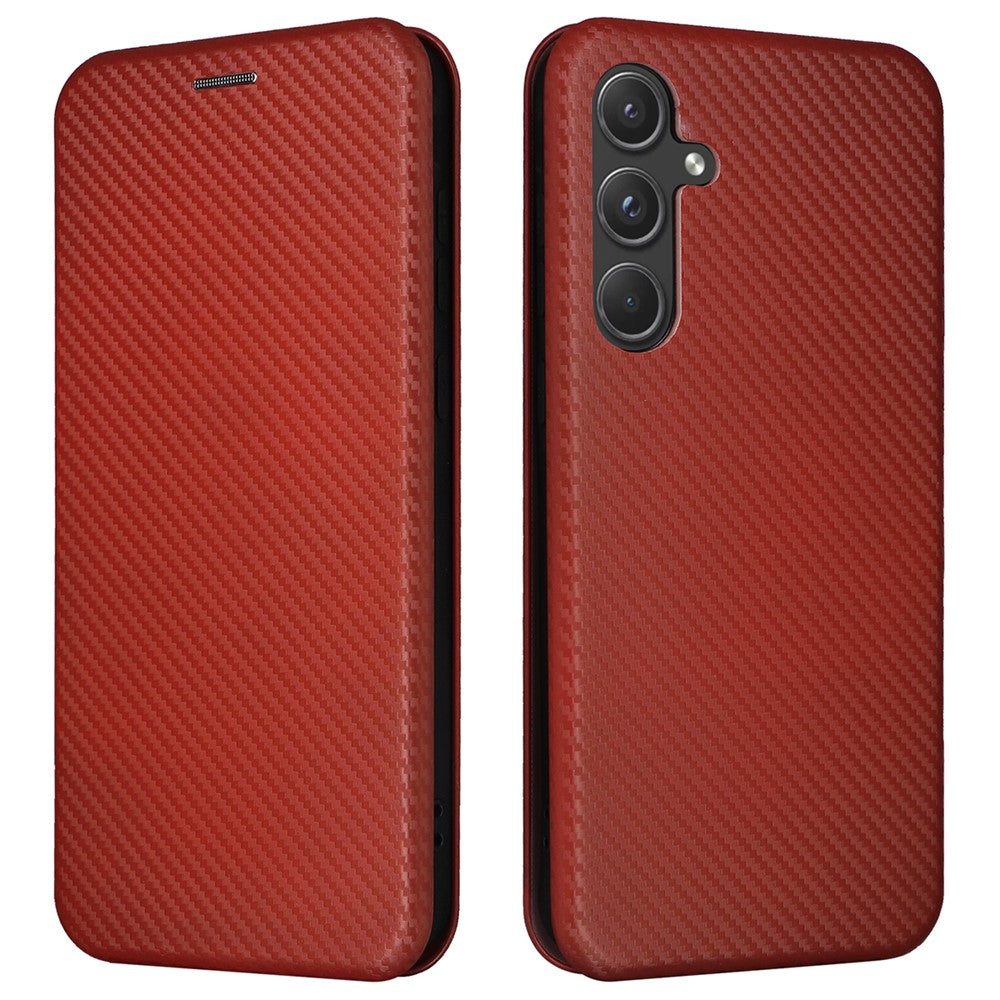 Til Samsung Galaxy A55 5G Telefonlædercover Kortholder Kulfibertekstur