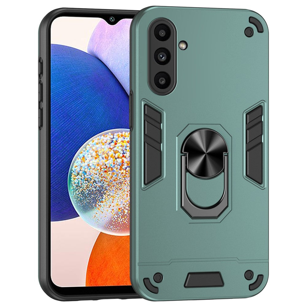 Samsung Galaxy A14 5G / A14 4G etui med ridsebestandigt PC+TPU-mobilcover og roterende ringstativ