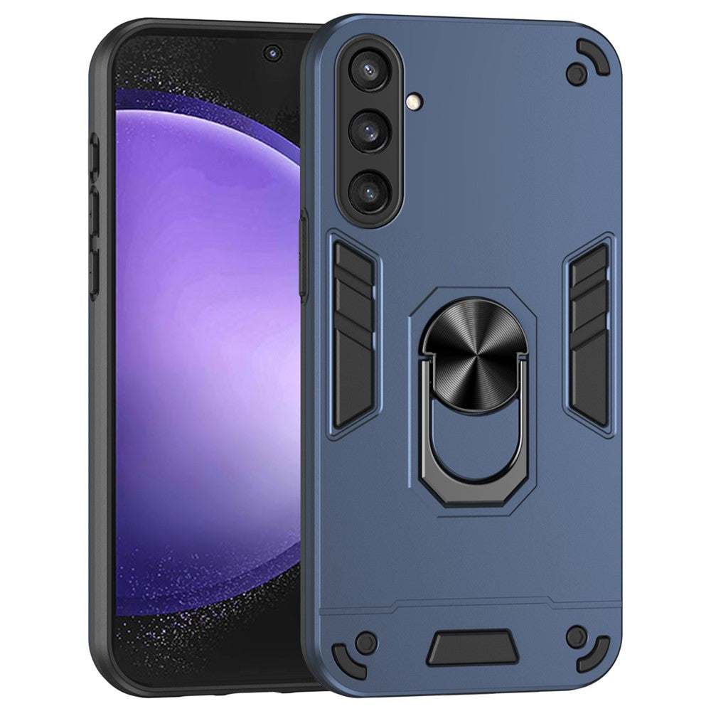 Phone Case for Samsung Galaxy S23 FE Cover Shockproof PC+TPU Rotating Ring Kickstand Shell