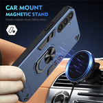 Phone Case for Samsung Galaxy S23 FE Cover Shockproof PC+TPU Rotating Ring Kickstand Shell