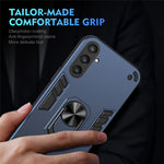 Phone Case for Samsung Galaxy S23 FE Cover Shockproof PC+TPU Rotating Ring Kickstand Shell