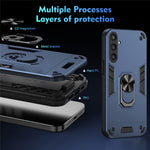 Phone Case for Samsung Galaxy S23 FE Cover Shockproof PC+TPU Rotating Ring Kickstand Shell
