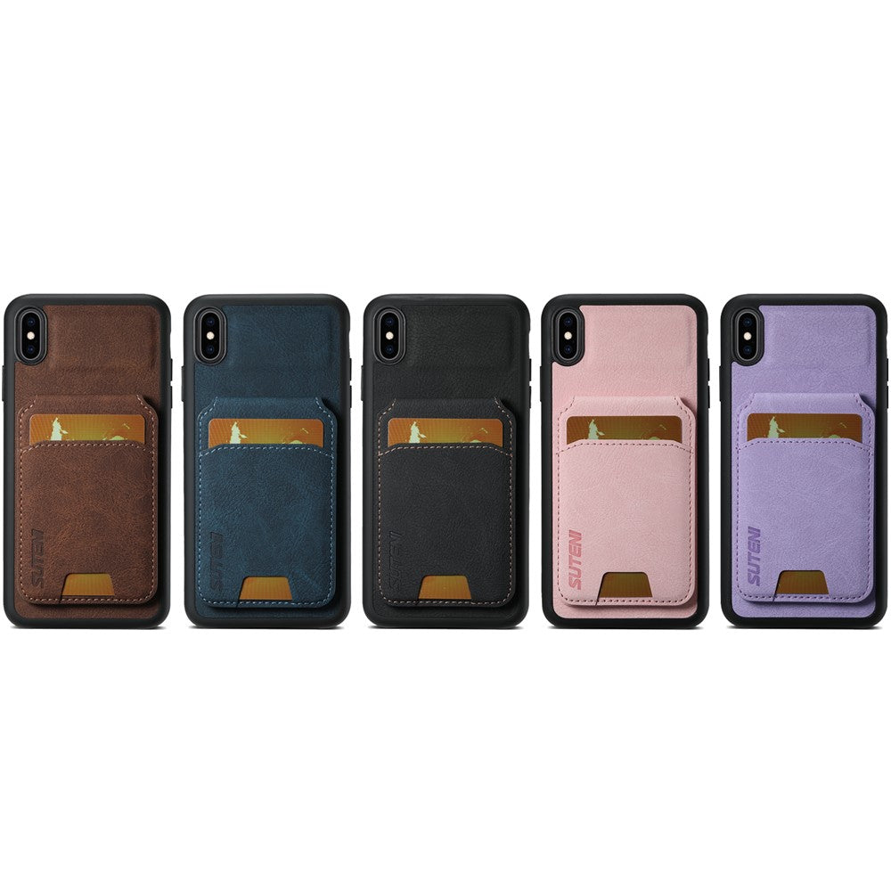 SUTENI H02 For iPhone XS Max 6.5 inch Leather Case Litchi Texture Card Slots Mobile Phone Shell