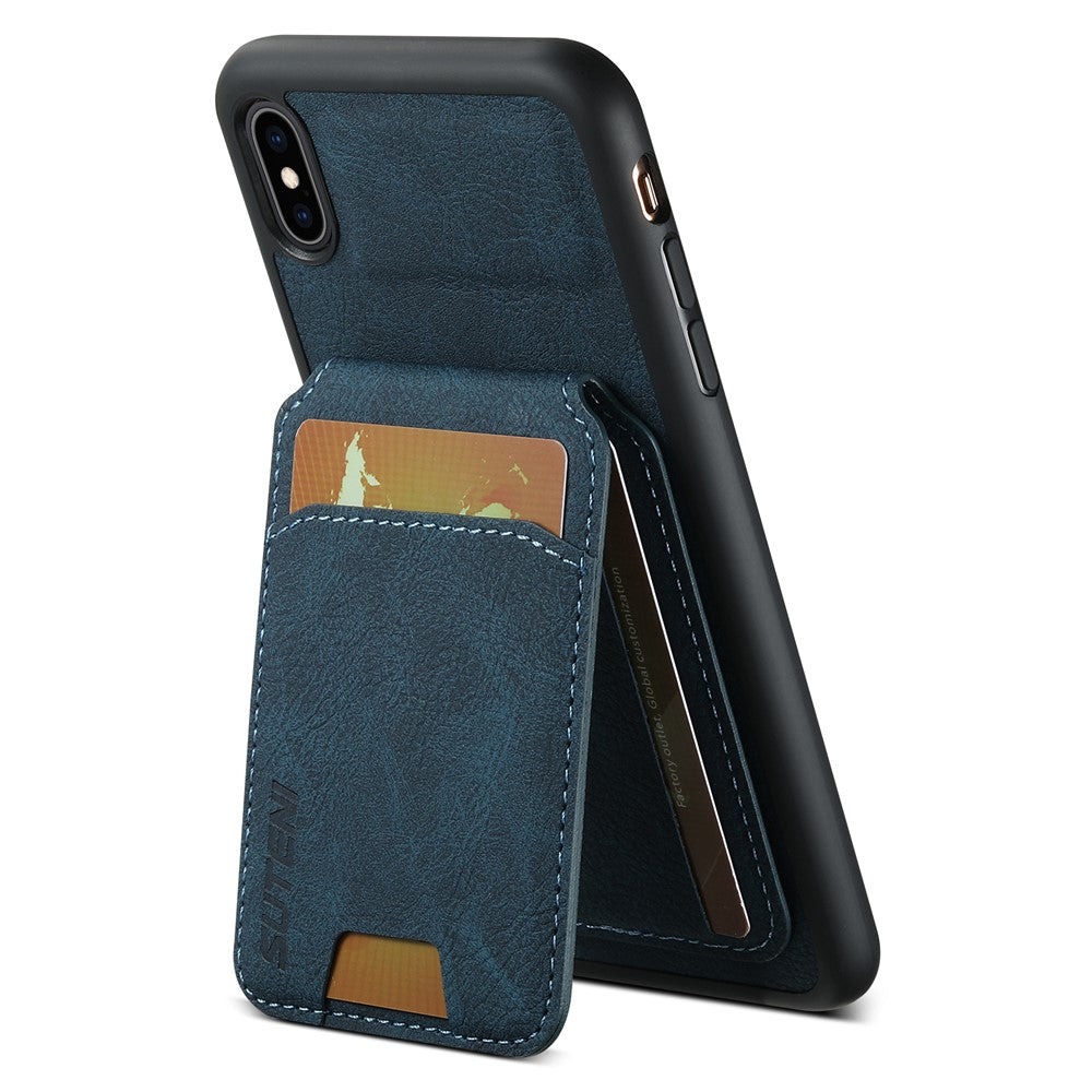SUTENI H02 For iPhone XS Max 6.5 inch Leather Case Litchi Texture Card Slots Mobile Phone Shell