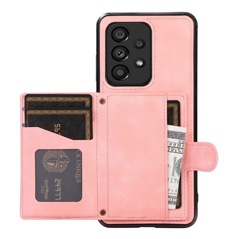 Samsung Galaxy A53 5G Korthållare Stativ Mobilskal TPU+PU Läderfodral