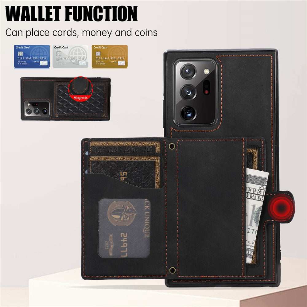 For Samsung Galaxy Note20 Ultra 5G / Note20 Ultra Shoulder Phone Pouch Card Case TPU+PU Leather Cover