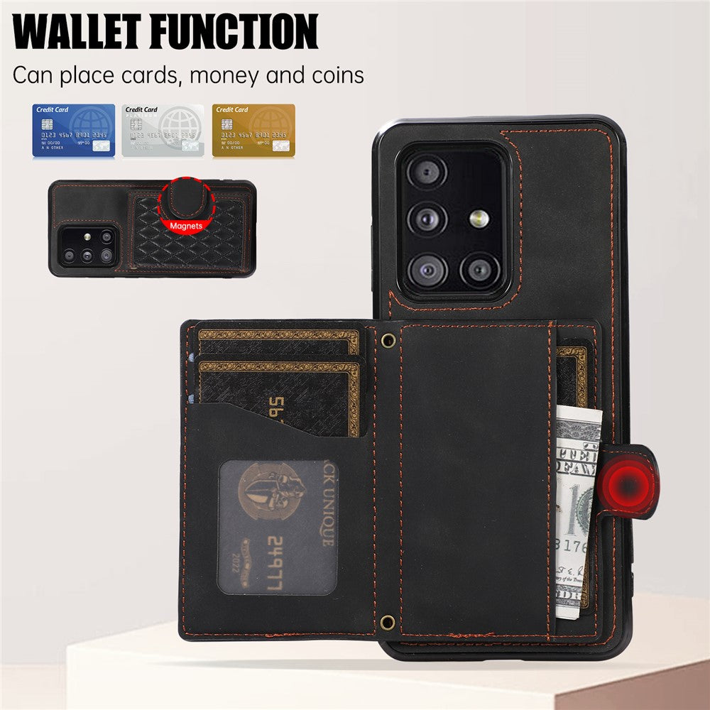 Til Samsung Galaxy A51 5G Kortholder TPU+PU Læder Telefoncover Kickstand Telefonbeskyttelse