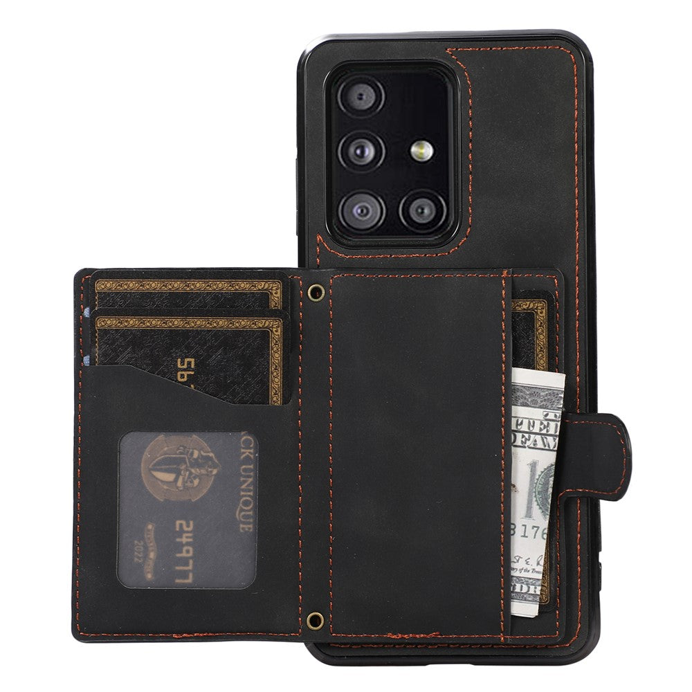 Til Samsung Galaxy A51 5G Kortholder TPU+PU Læder Telefoncover Kickstand Telefonbeskyttelse