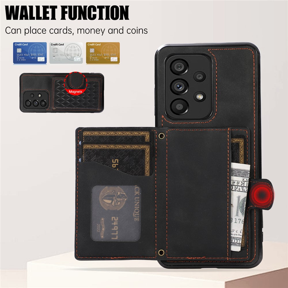 For Samsung Galaxy A72 5G / 4G Case TPU+PU Leather Kickstand Card Holder Phone Cover
