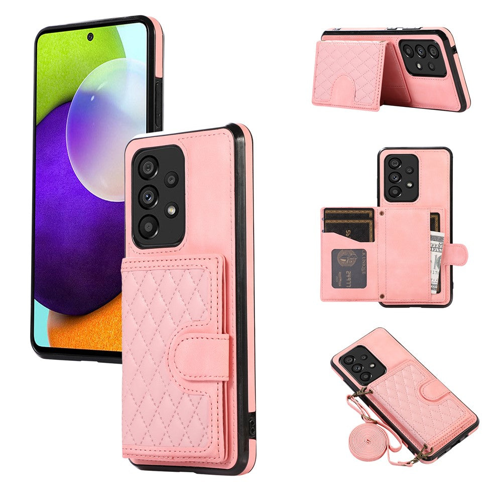 For Samsung Galaxy A72 5G / 4G Case TPU+PU Leather Kickstand Card Holder Phone Cover