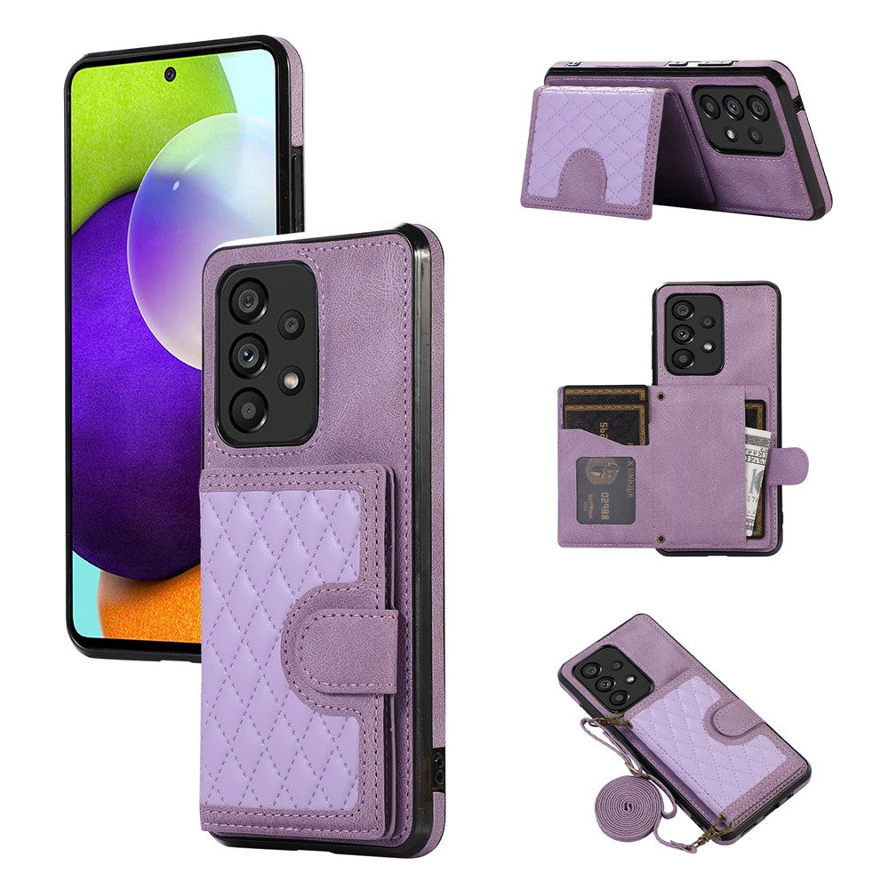 For Samsung Galaxy A72 5G / 4G Case TPU+PU Leather Kickstand Card Holder Phone Cover