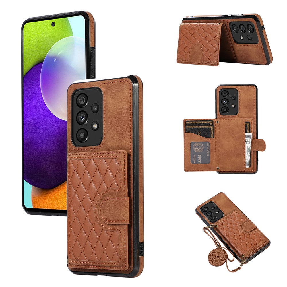 For Samsung Galaxy A72 5G / 4G Case TPU+PU Leather Kickstand Card Holder Phone Cover