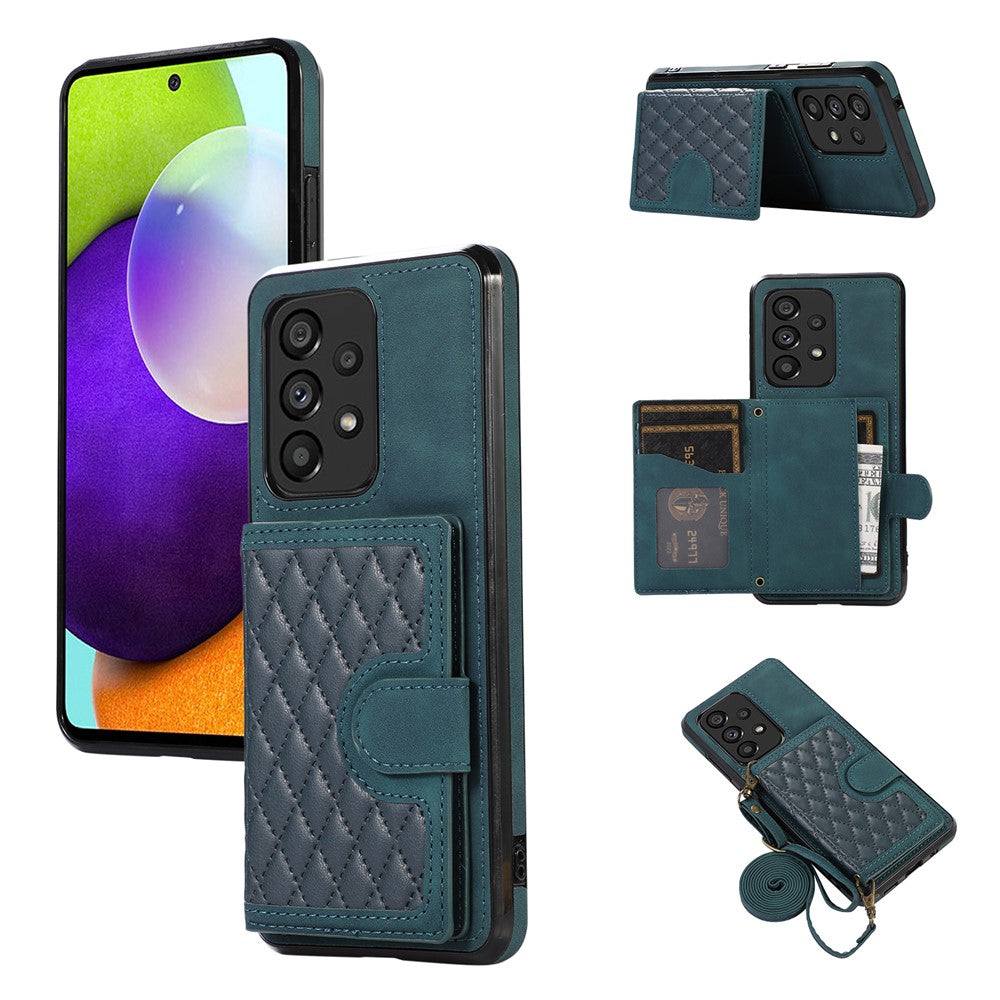 For Samsung Galaxy A72 5G / 4G Case TPU+PU Leather Kickstand Card Holder Phone Cover