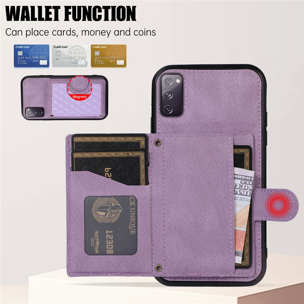 For Samsung Galaxy S20 4G / 5G Card Holder Phone Case TPU+PU Leather Kickstand Phone Cover
