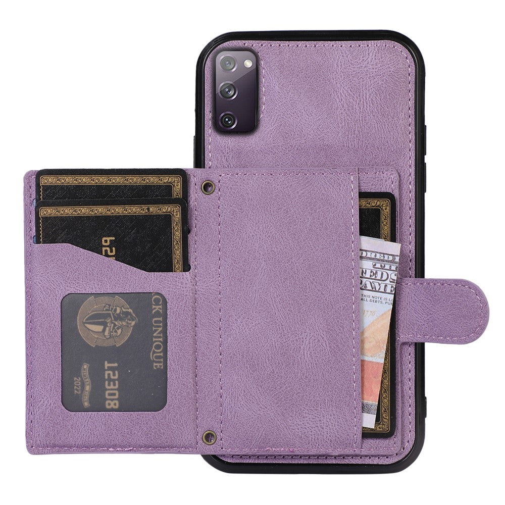 For Samsung Galaxy S20 4G / 5G Card Holder Phone Case TPU+PU Leather Kickstand Phone Cover
