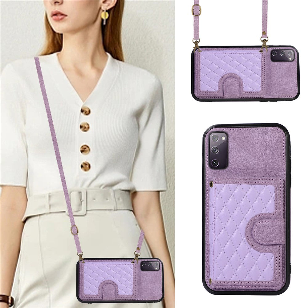 For Samsung Galaxy S20 4G / 5G Card Holder Phone Case TPU+PU Leather Kickstand Phone Cover