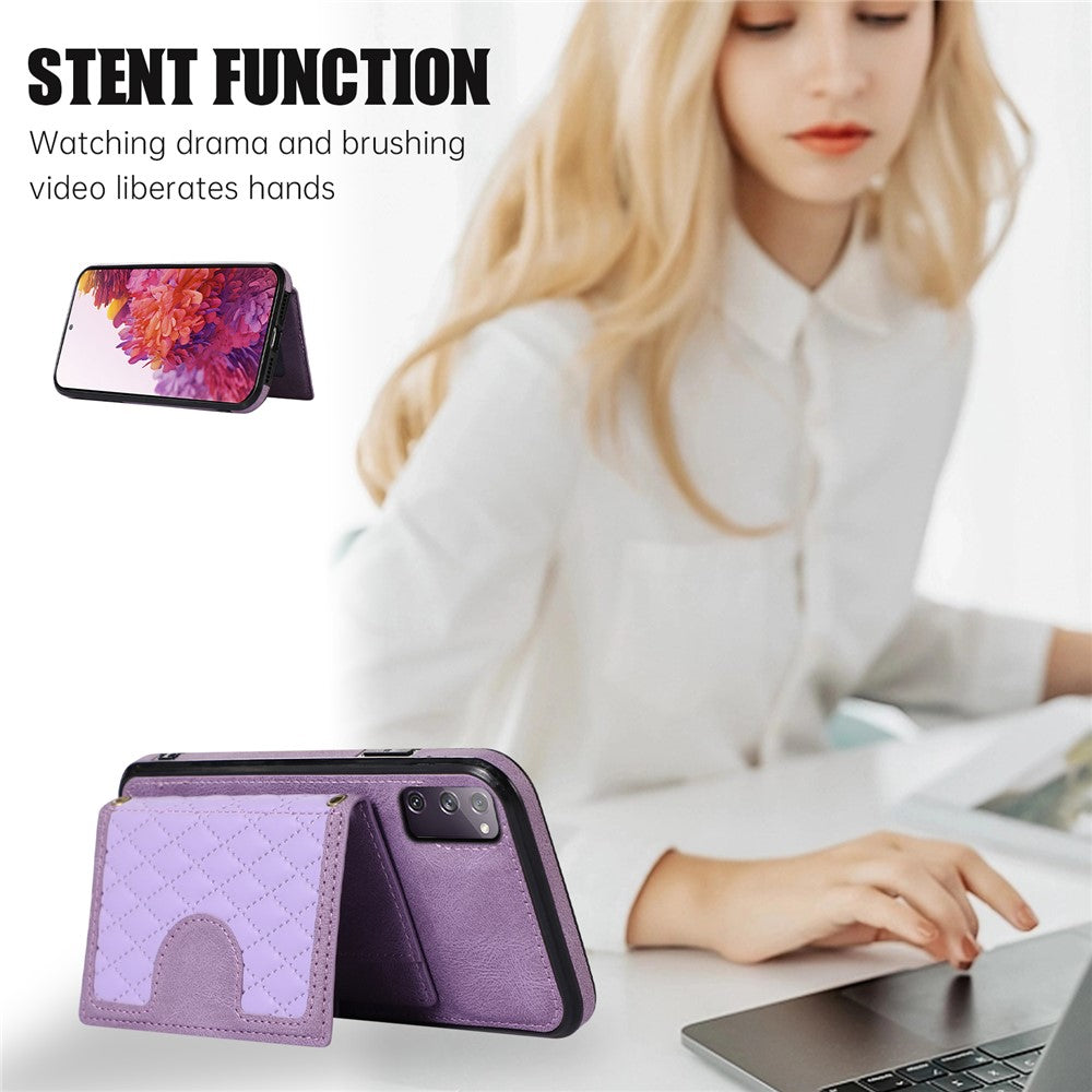 For Samsung Galaxy S20 4G / 5G Card Holder Phone Case TPU+PU Leather Kickstand Phone Cover