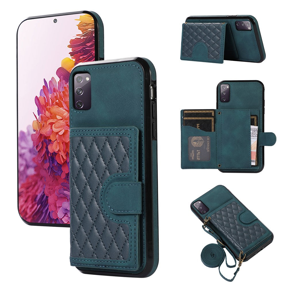 For Samsung Galaxy S20 4G / 5G Card Holder Phone Case TPU+PU Leather Kickstand Phone Cover